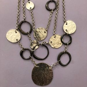 Silver and black circle necklace